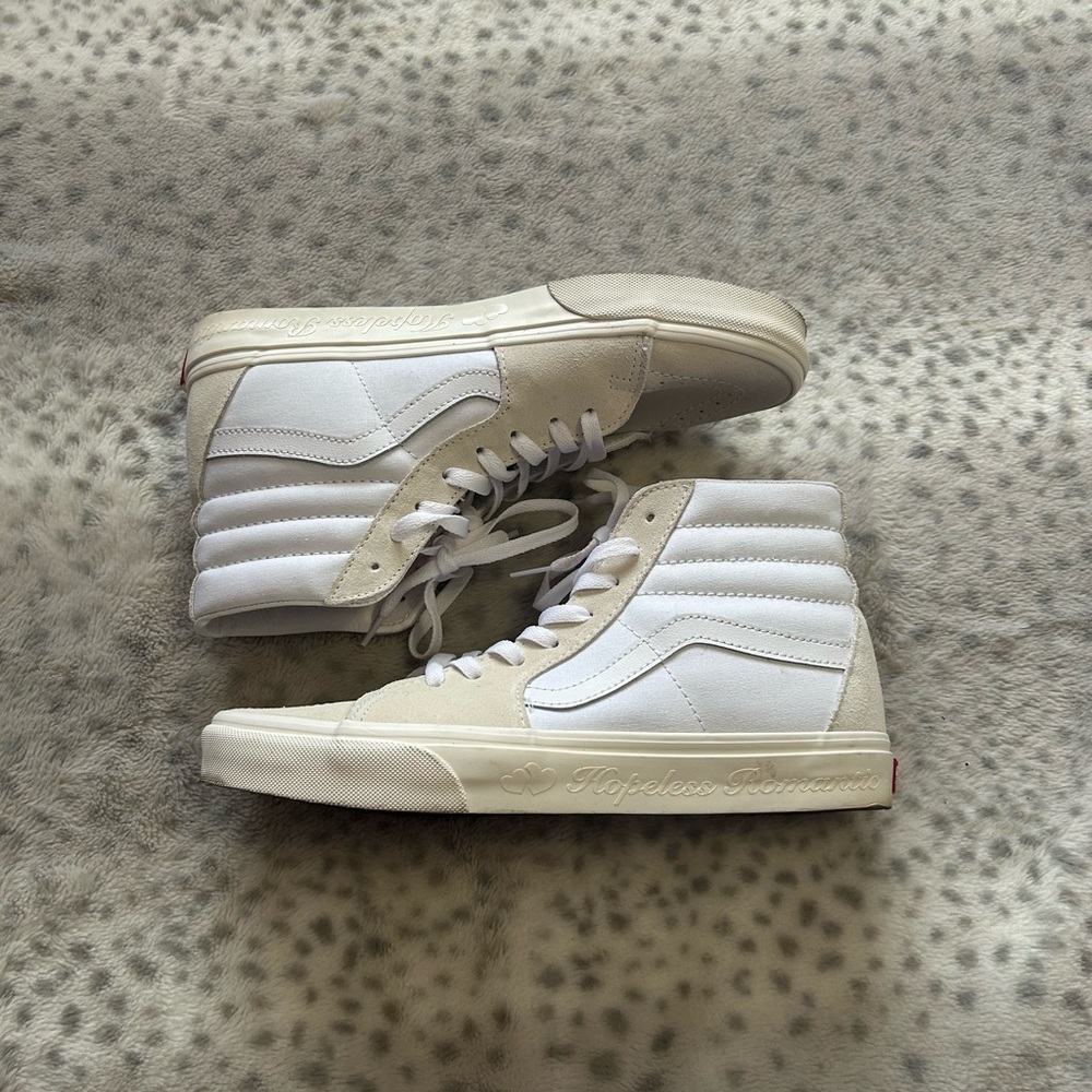 Vans White and Tan High-Top Sneakers